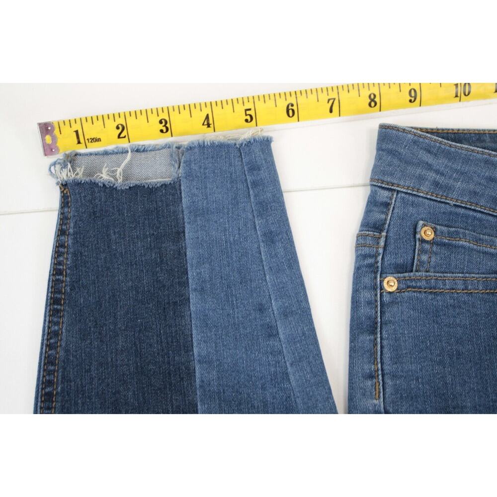 For The Republic Two Tone Denim Ankle Jeans Raw Hem Women 10 / 29 Blue Pants - Picture 7 of 10